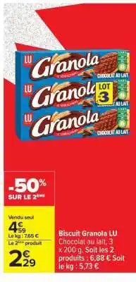 Carrefour Biscuit Granola LU offre