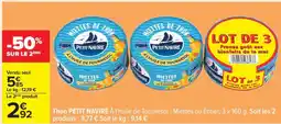 Carrefour Thon PETIT NAVIRE À l'huile de Tournesol offre