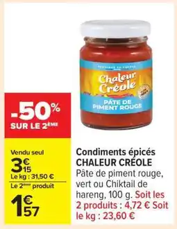 Carrefour Condiments épicés CHALEUR CRÉOLE offre