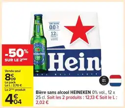 Carrefour Bière sans alcool HEINEKEN 0% vol offre