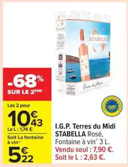 Carrefour I.G.P. Terres du Midi STABELLA Rosé, Fontaine à vin 3 L offre