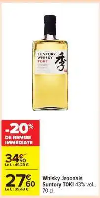 Carrefour Whisky Japonais Suntory TOKI offre
