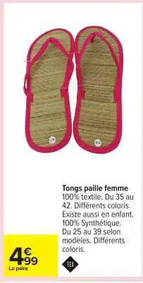 Carrefour Tongs paille femme offre