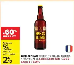 Carrefour Bière NINKASI Blonde offre