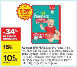 Carrefour Culottes PAMPERS offre