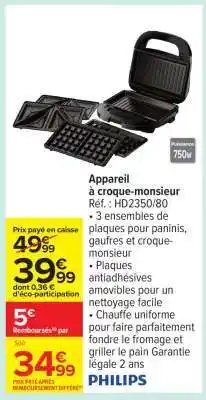 Carrefour Appareil à croque-monsieur offre