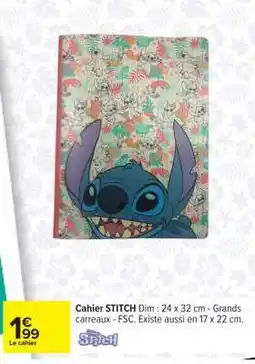 Carrefour Cahier STITCH offre