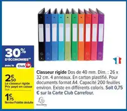 Carrefour Classeur rigide offre