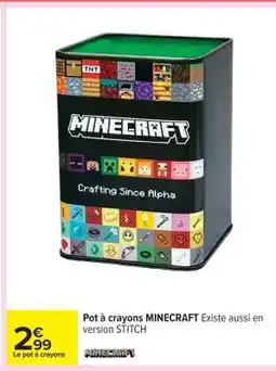 Carrefour Pot à crayons MINECRAFT offre