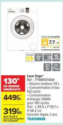 Carrefour Lave linge offre