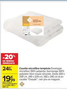 Carrefour Couette microfibre tempérée offre
