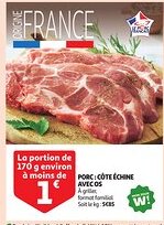 Auchan Porc: côte échine avec os offre
