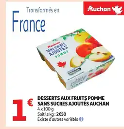 Auchan AUCHAN Desserts aux fruits pomme sans sucres ajoutés offre