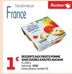 Auchan AUCHAN Desserts aux fruits pomme sans sucres ajoutés offre