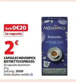 Auchan Capsules movenpick ristretto espresso offre