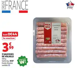 Auchan 9 saucisses de volaille offre