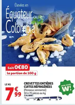 Auchan Crevettes entières cuites réfrigérées offre