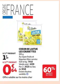 Auchan LES CRUDETTES Coeur de laitue offre