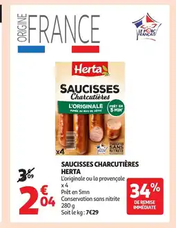 Auchan HERTA Saucisses charcutières offre