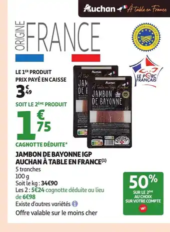 Auchan Jambon de bayonne igp auchan à table en france offre