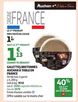 Auchan Galettes bretonnes auchan à table en france offre