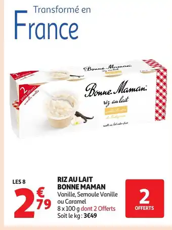 Auchan BONNE MAMAN Riz au lait offre