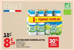 Auchan LACTEL Lait bio demi-écrémé offre
