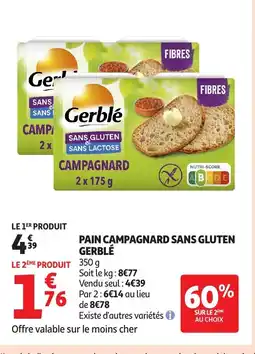Auchan GERBLÉ Pain campagnard sans gluten offre