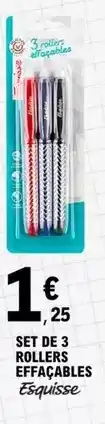 E.Leclerc Esquisse - set de 3 rollers effacables offre