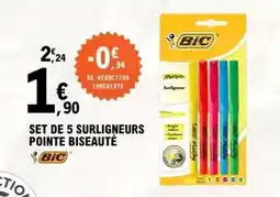 E.Leclerc Bic - set de 5 surligneurs pointe biseauté offre