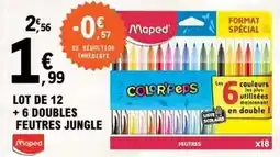 E.Leclerc Maped - lot de 12 + 6 doubles feutres jungle offre