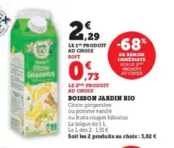 Super U Boisson jardin bio offre