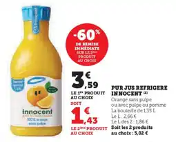 Super U Pur jus refrigere innocent offre