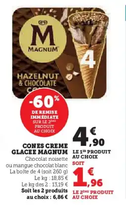Super U Cones creme glacee magnum offre