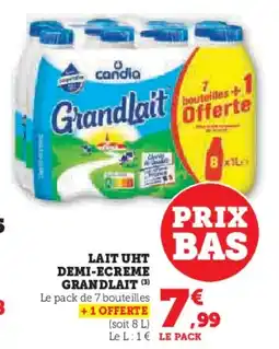 Super U Lait uht demi-ecreme grandlait offre
