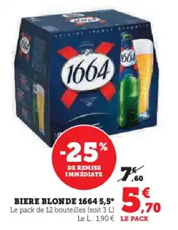 Super U Biere blonde 1664 5,5° offre