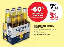 Super U Biere blonde corona extra 4,5° offre