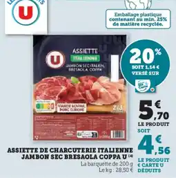 Super U Assiette de charcuterie italienne jambon sec bresaola coppa u offre