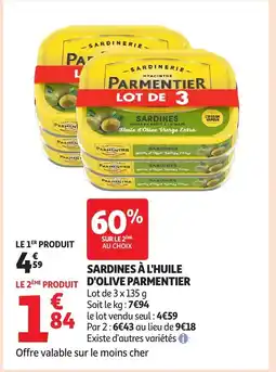 Auchan Sardines à l'huile d'olive parmentier offre