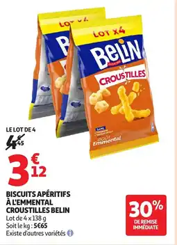 Auchan BELIN Biscuits apéritifs à l'emmental croustilles offre