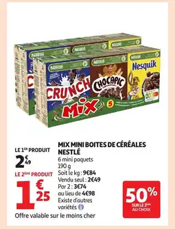 Auchan Mix mini boites de céréales offre