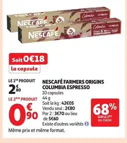 Auchan Nescafé farmers origins columbia espresso offre