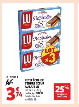 Auchan LU Petit écolier tendre cœur au lait offre