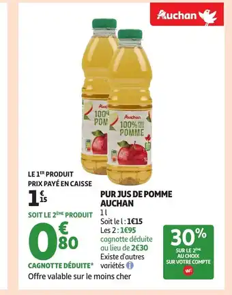 Auchan AUCHAN Pur jus de pomme offre