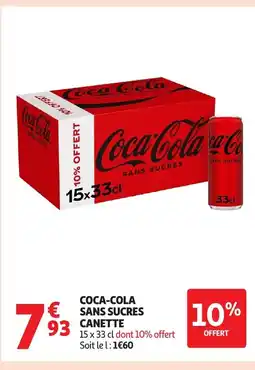 Auchan COCA-COLA Sans sucres canette offre