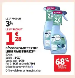Auchan FEBREZE Désodorisant textile linge frais offre