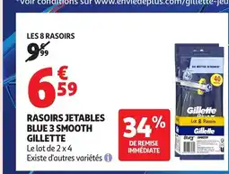 Auchan GILLETTE Rasoirs jetables blue 3 smooth offre