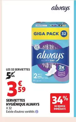 Auchan ALWAYS Serviettes hygiénique offre