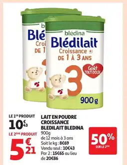 Auchan BLEDINA Lait en poudre croissance bledilait offre