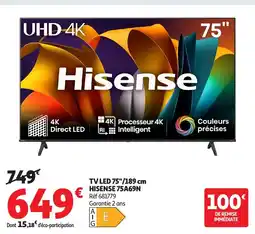 Auchan HISENSE TV LED 75" offre